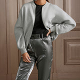 METALLIC WIDE LEG TROUSErs