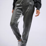 METALLIC WIDE LEG TROUSErs