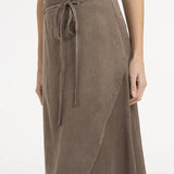 Midi skirt with wrap effect