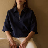 Polo top met halve rits