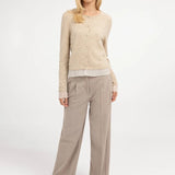 Geweven pantalon met wijde pijpen
