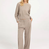 Geweven pantalon met wijde pijpen