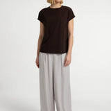 Sleeveless top with crew neckline