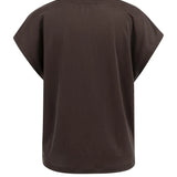 Sleeveless top with crew neckline