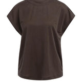 Sleeveless top with crew neckline