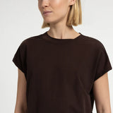 Sleeveless top with crew neckline