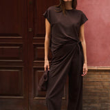 Sleeveless top with crew neckline