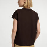 Sleeveless top with crew neckline