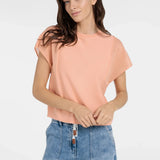 Top with sheer short sleeves