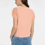 Top with sheer short sleeves