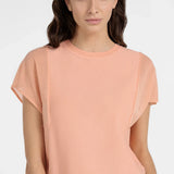 Top with sheer short sleeves