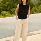 Broek met contrasterend stiksel