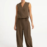 Geweven barrel-leg broek