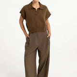 Geweven barrel-leg broek
