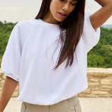T-shirt with balloon sleeves